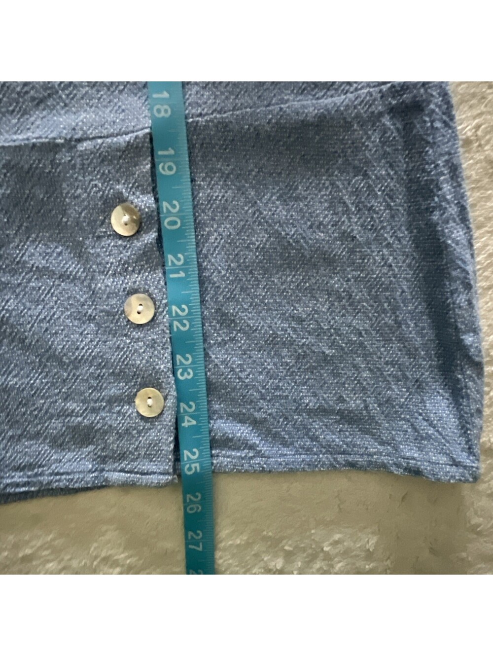 Lagenlook Cotton Top Blue Oversized Boxy Womens M Button Detail Minimalist Artsy - Picture 9 of 9